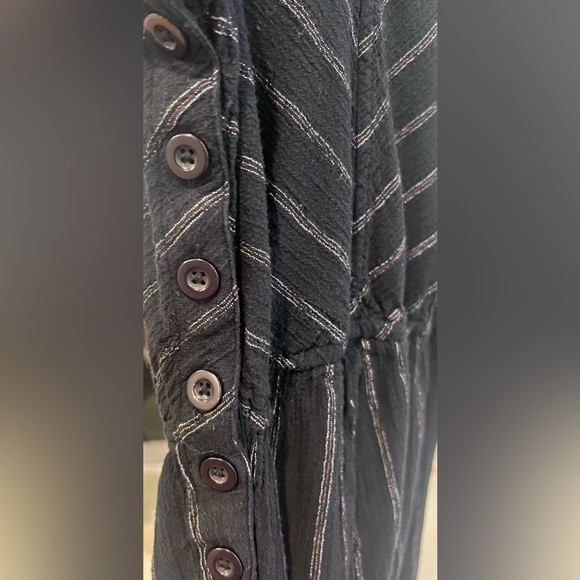 Fat Face Romper Jumpsuit women’s size 2 black and brown pinstripes side buttons - Picture 10 of 13